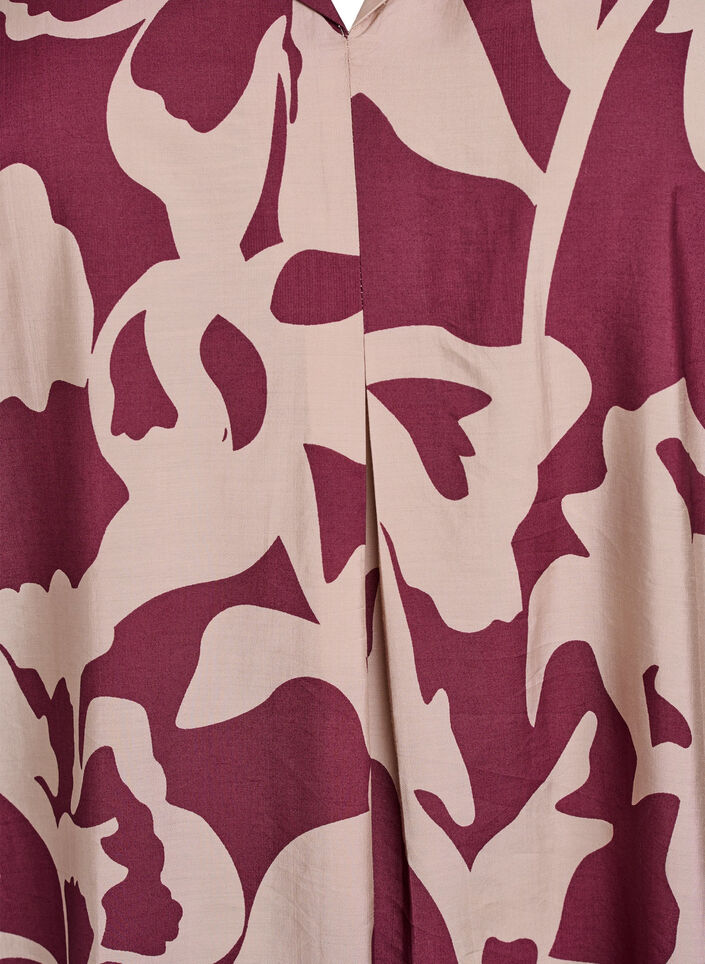 Knälång klänning med tryck och v-ringning, Röd, Packshot image number 2