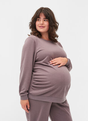 Gravidsweatshirt med ribbade kanter, Iron, Model image number 0