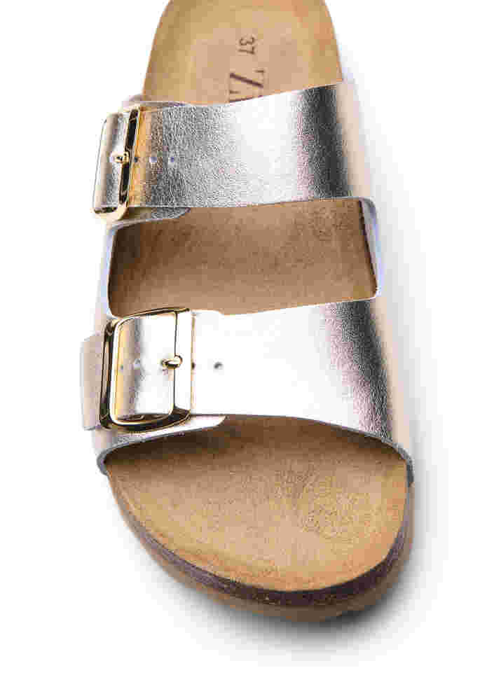 Lädersandal med bred passform, Gold, Packshot image number 2