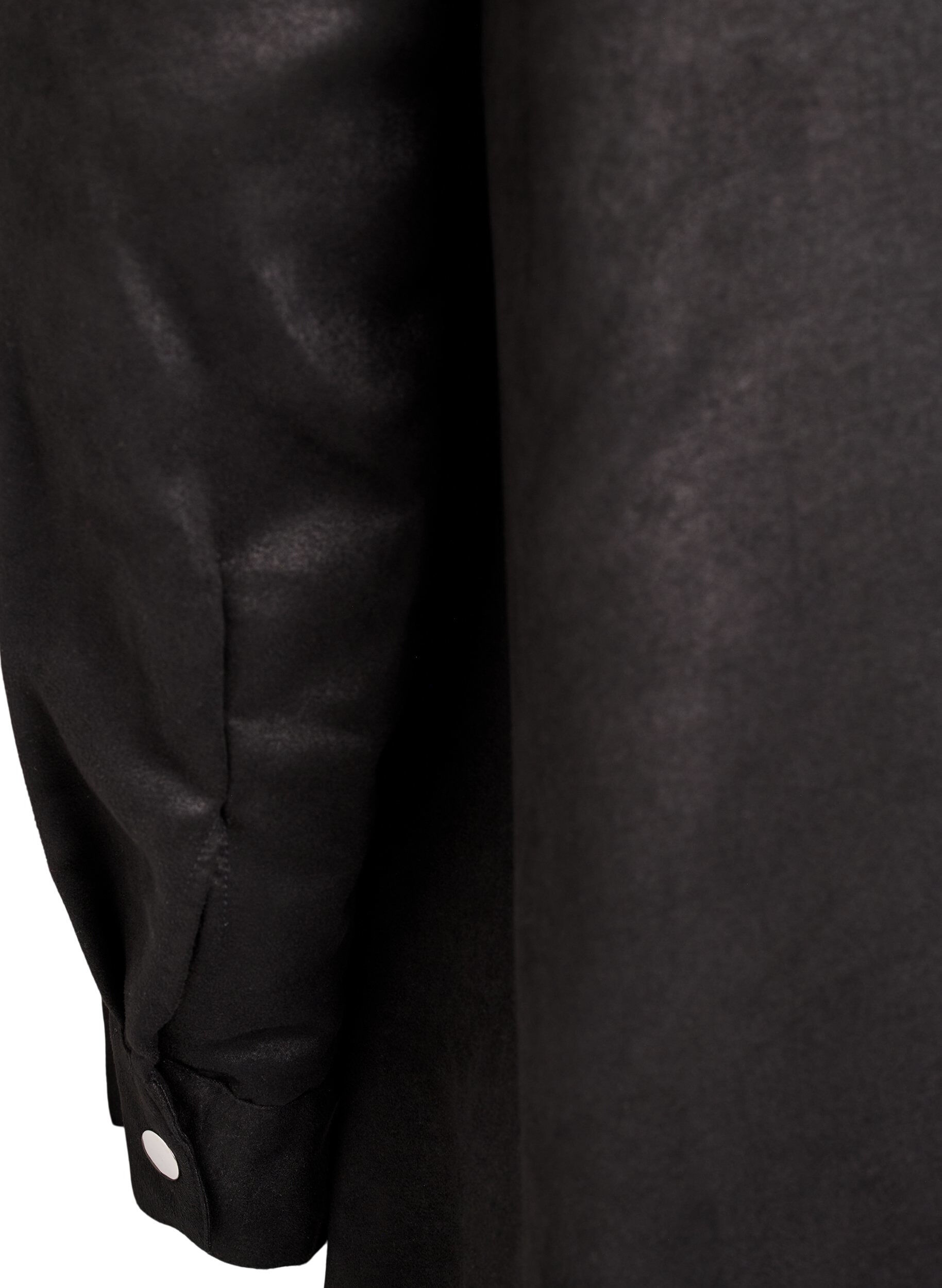 Zizzi L&aring;ng skjorta i mockaimitation med dragkedja, Svart, Packshot image number 3