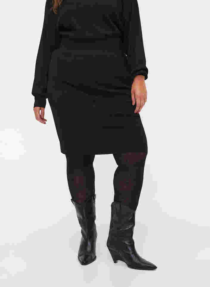 Kroppsnära stickad kjol, Black, Model image number 2