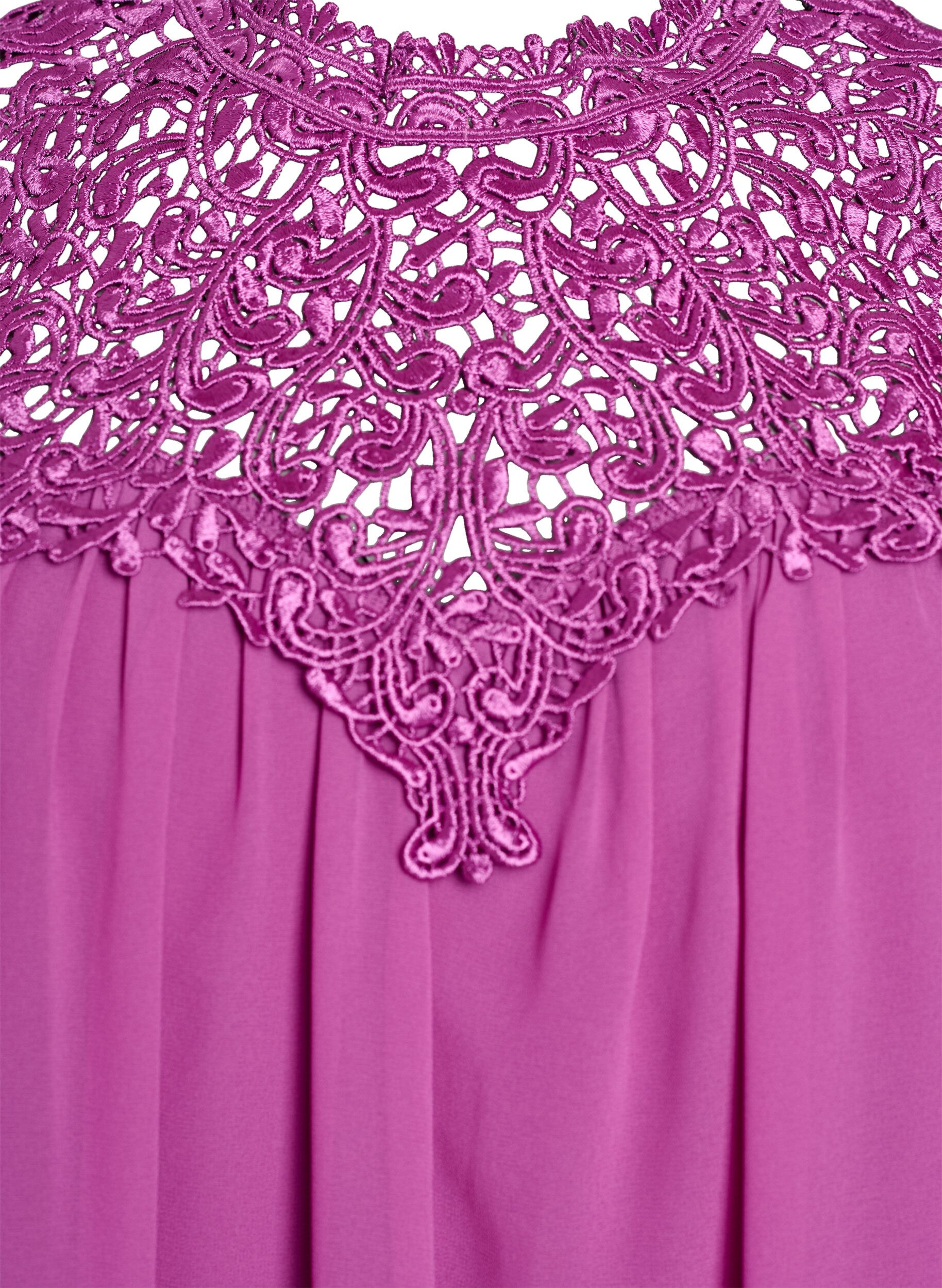 Zizzi &Auml;rml&ouml;s partytopp med virkade detaljer, Lila, Packshot image number 2