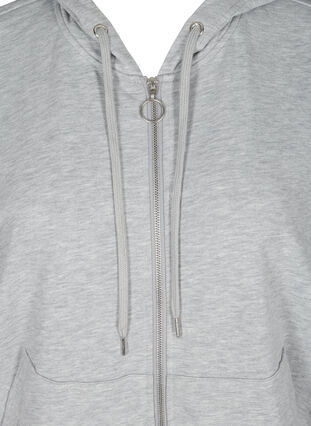 Kortärmad sweatshirt med dragkedja, Light Grey Melange, Packshot image number 2