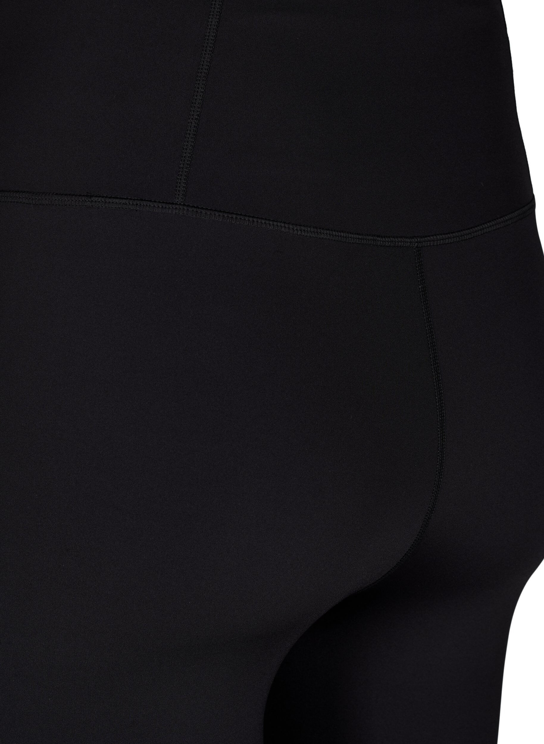 Zizzi CORE, SUPER TENSION TIGHTS - tr&auml;ningstights med 3/4-l&auml;ngd och ficka, Black, Packshot image number 3