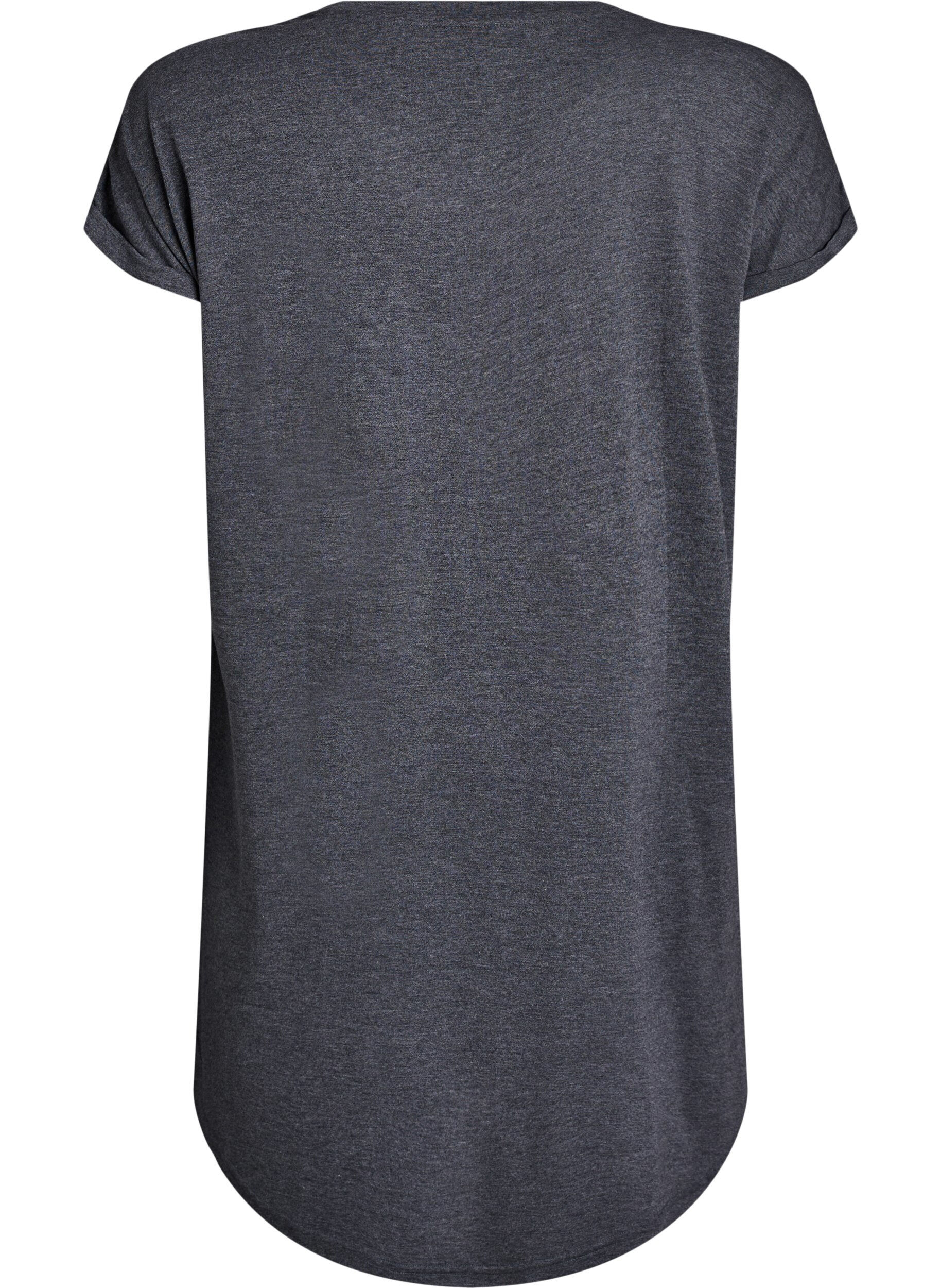 Zizzi Kort&auml;rmat nattlinne med texttryck, Svart, Packshot image number 1