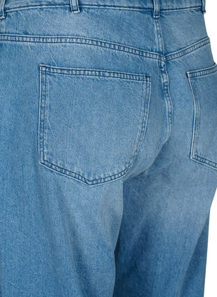 Raka jeans med rå kanter, Medium Blue, Packshot image number 3