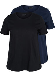 2-pack t-shirt i bomull, Black/Navy Blazer