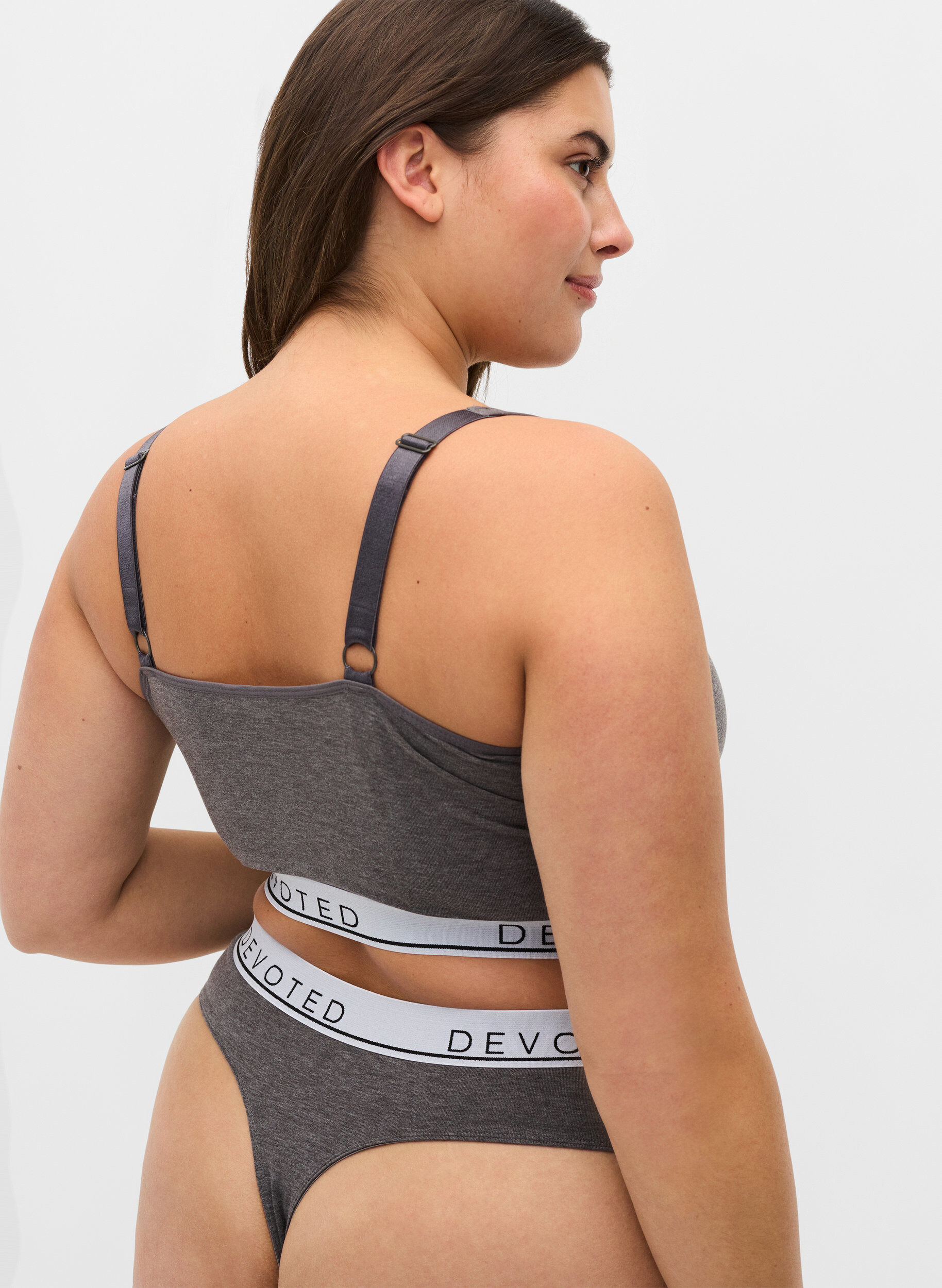 Zizzi Melerad bh med justerbara band, Medium Grey Melange, Model image number 1
