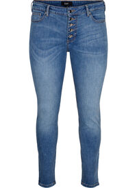 Sanna jeans med supersmal passform och knappstängning