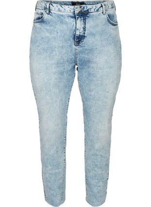 Mom fit jeans i bomull, Light blue denim, Packshot image number 0