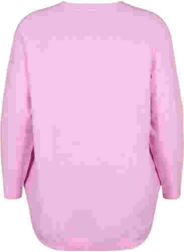 Stickad tröja med knappdetaljer, Lilac Sachet Mel., Packshot image number 1