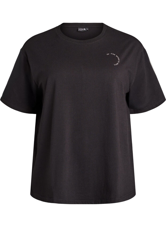 Sportig t-shirt i ekologisk bomull, Svart, Packshot image number 0