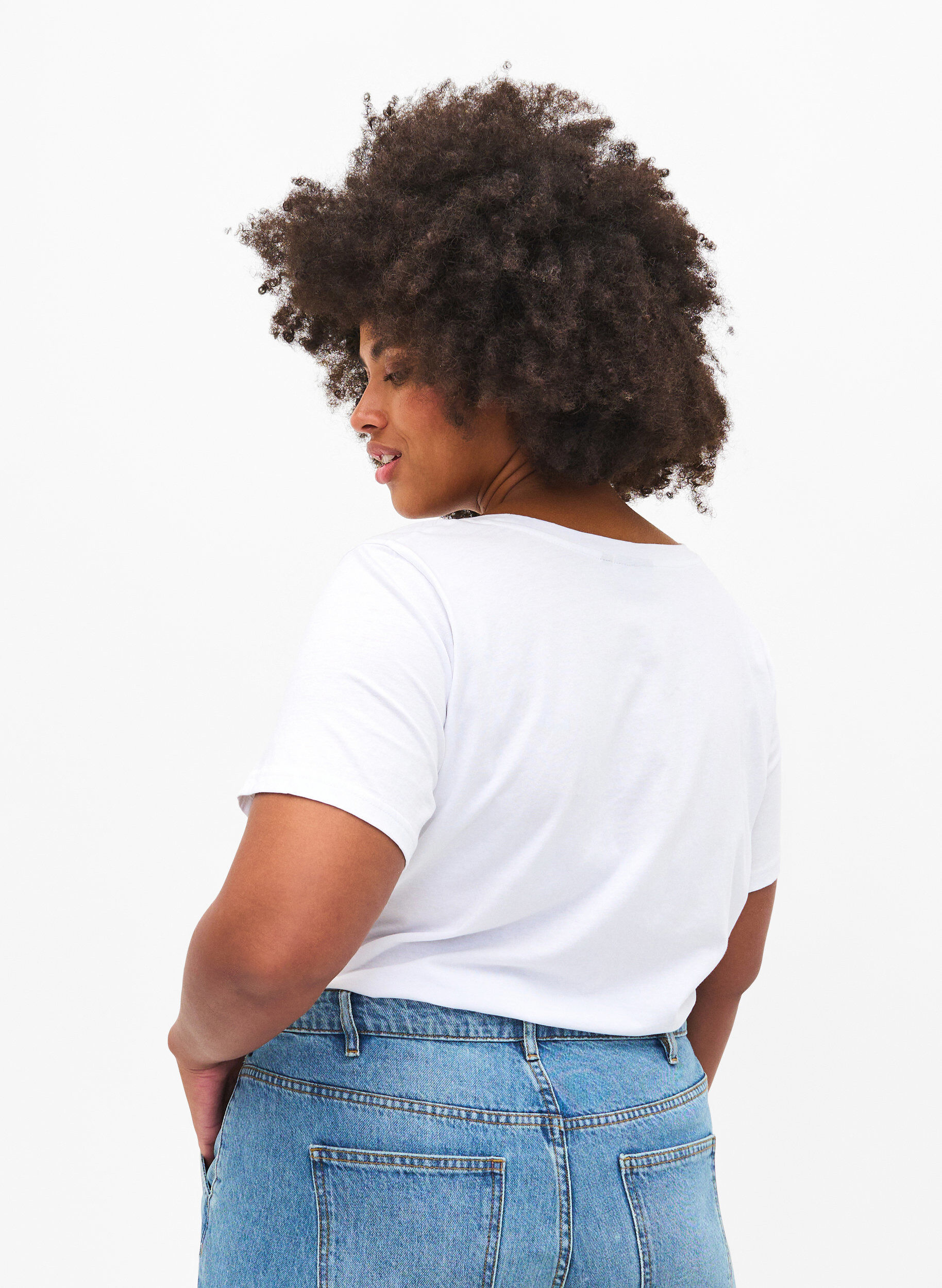 Zizzi T-shirt med strass, B.White W.Rhinestone, Model image number 1