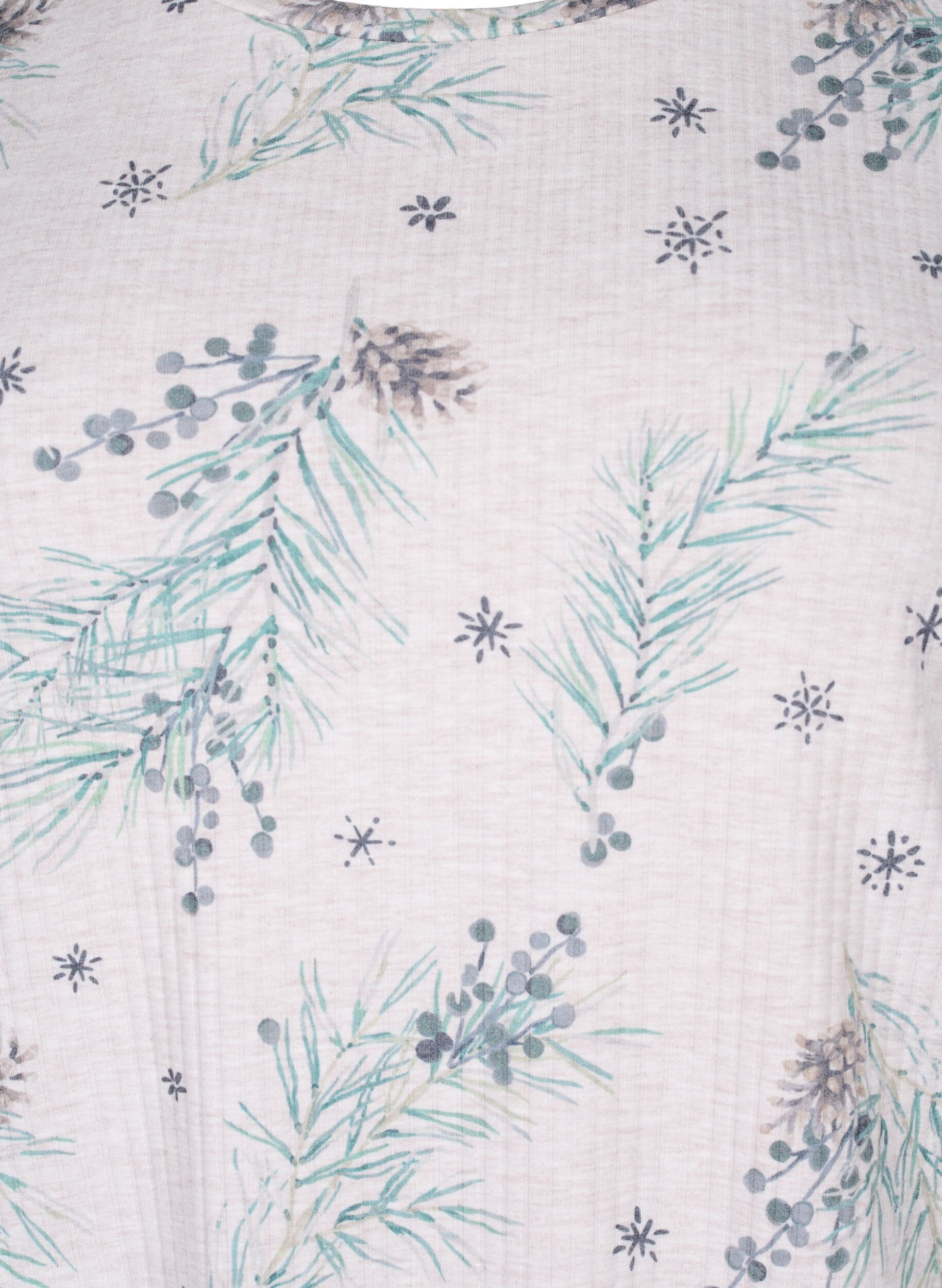 Zizzi Ribbad l&aring;ng&auml;rmad tr&ouml;ja, Natural M&eacute;l AOP Gran, Packshot image number 2