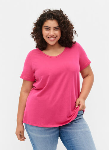 Enfärgad t-shirt i bomull, Beetroot Purple, Model image number 0