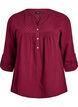 Blus i bomullsmuslin med broderie anglaise, M&ouml;rk Bordeaux, Packshot image number 0