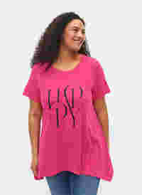 T-shirt i bomull med texttryck, Beetroot Purple HAP, Model