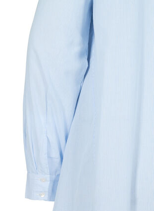Randig bomullsskjorta med volanger, Blue Stripe, Packshot image number 3