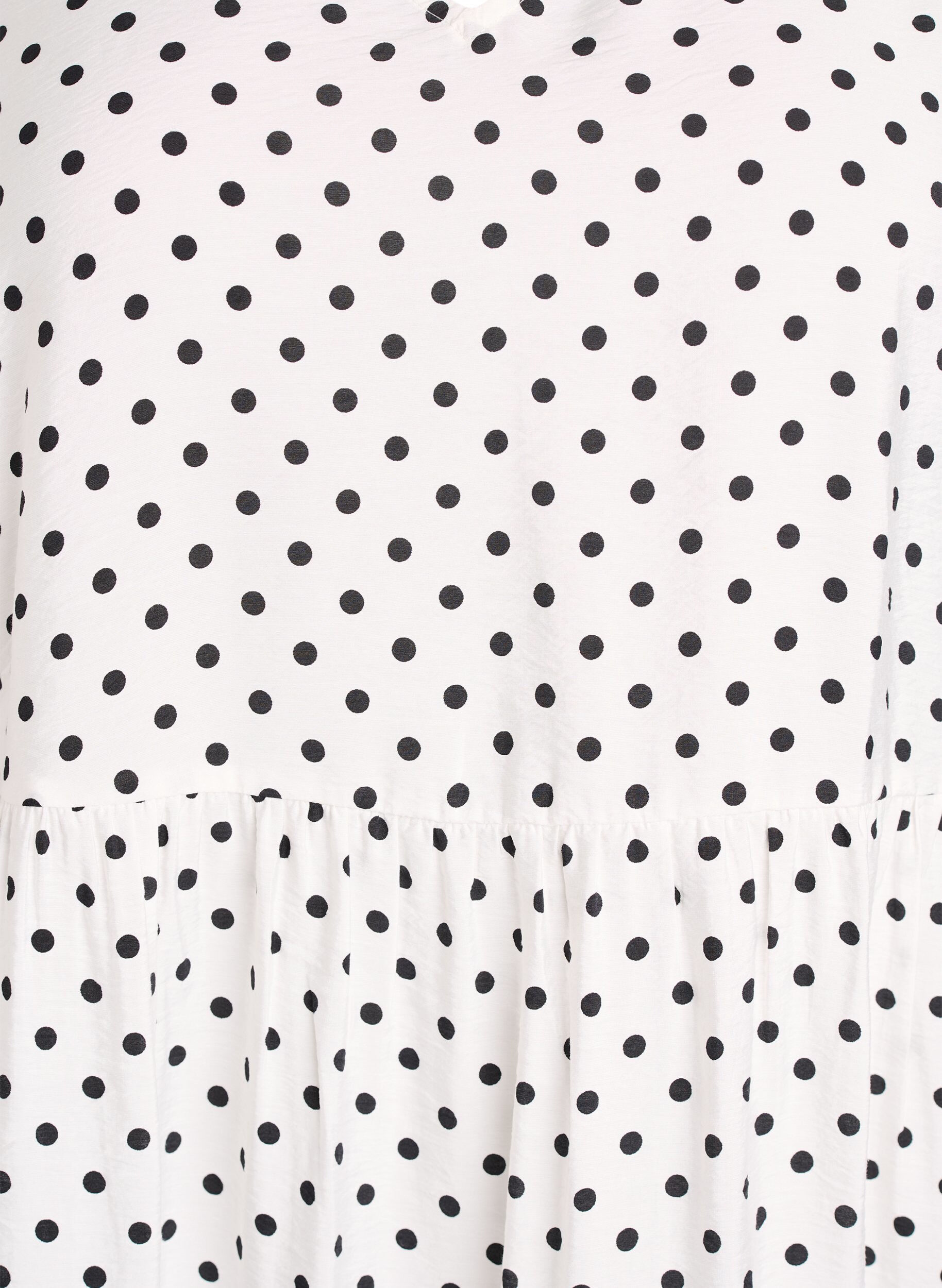 Zizzi Prickig, a-linjeformad kl&auml;nning med v-ringning, Vit, Packshot image number 2