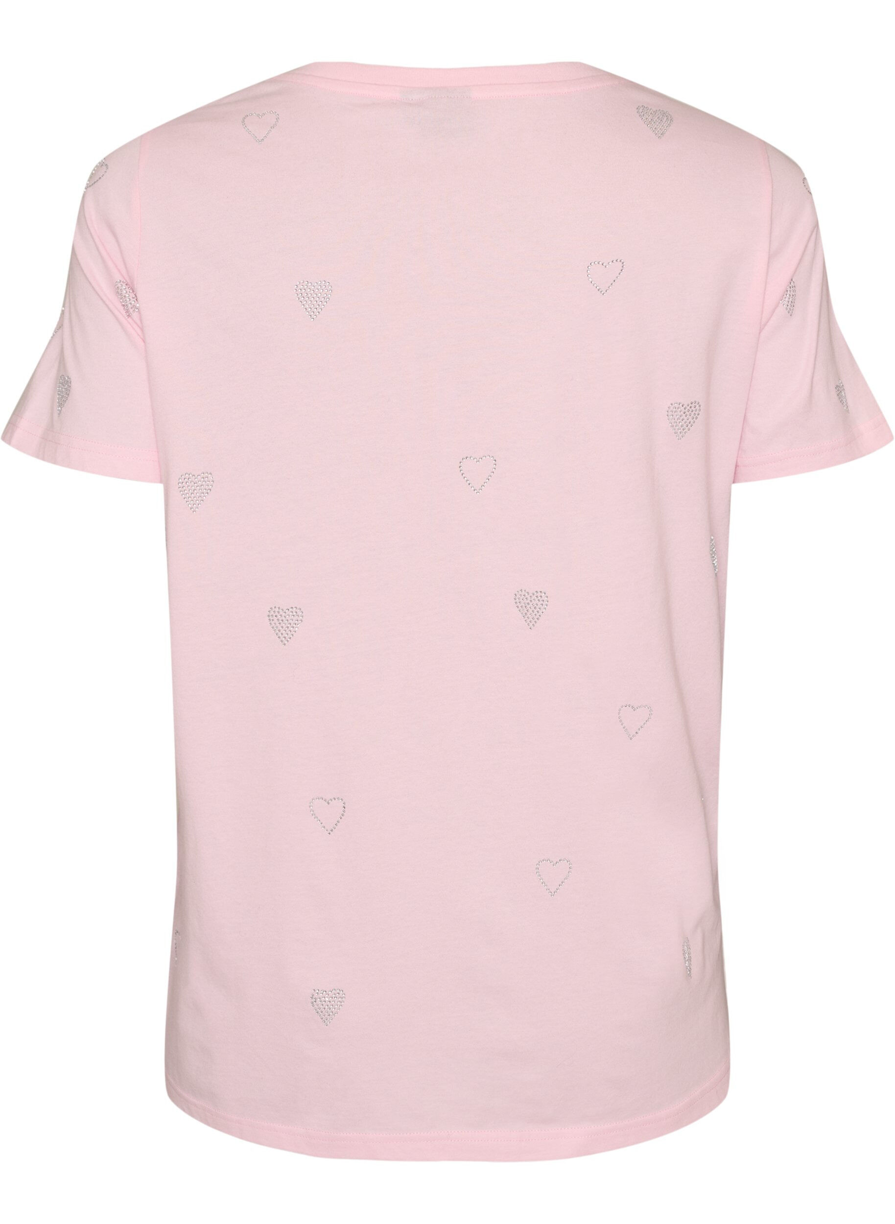ZizziT-shirt i ekologisk bomull med hj&auml;rtan, Rosa, Packshot image number 1