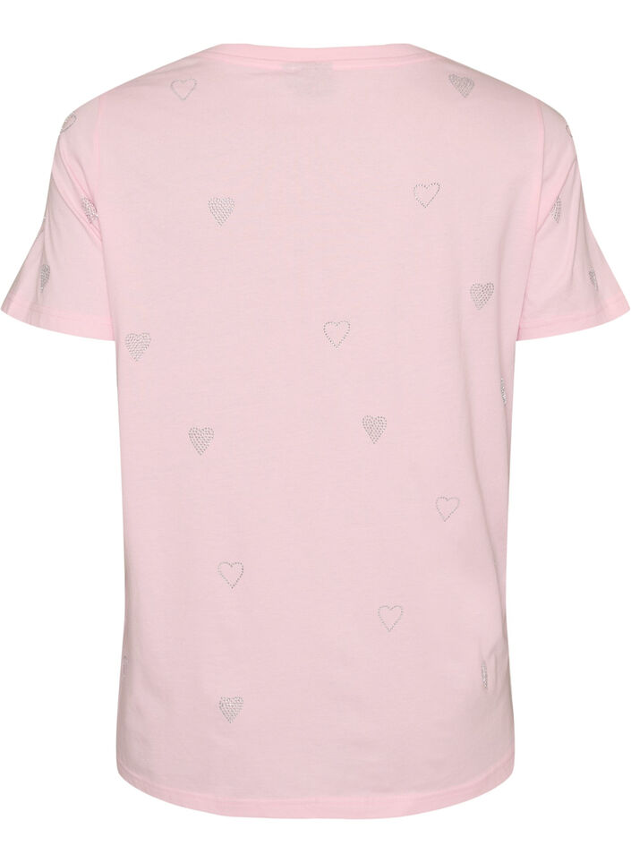 T-shirt i ekologisk bomull med hj&auml;rtan, Rosa, Packshot image number 1