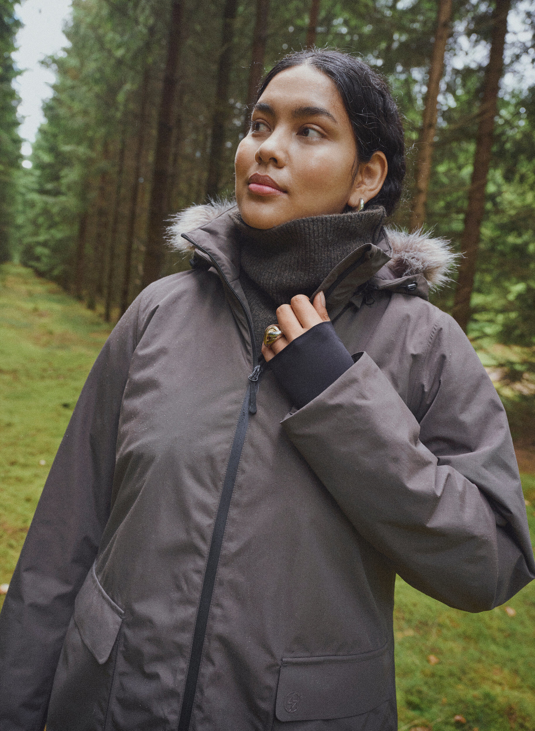 ZizziVattent&auml;t parkas med huva, Brun, Image image number 0