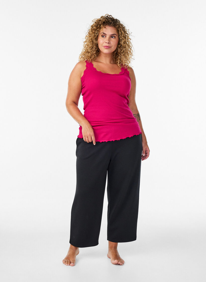 Topp med spetskant, Rosa, Model image number 1