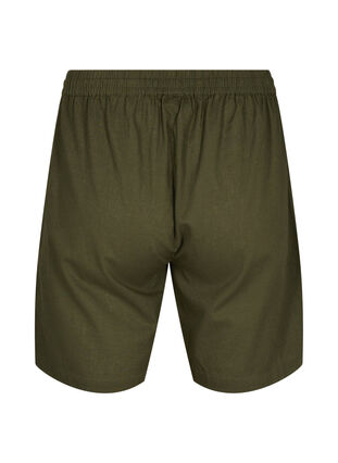 Lösa shorts i bomullsblandning med linne, Forest Night, Packshot image number 1