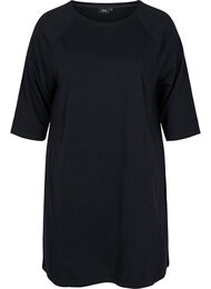 Kampanjvara – Sweatshirtklänning i bomull med fickor och 3/4-ärmar, Black