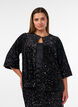 Cardigan med paljetter och 3/4-&auml;rmar, Svart, Model image number 0