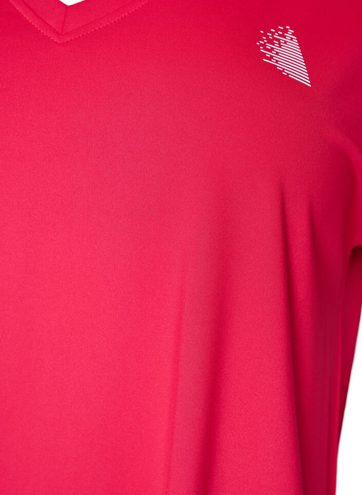 Tr&auml;nings t-shirt med v-ringning och l&ouml;s passform, Rosa, Packshot image number 2