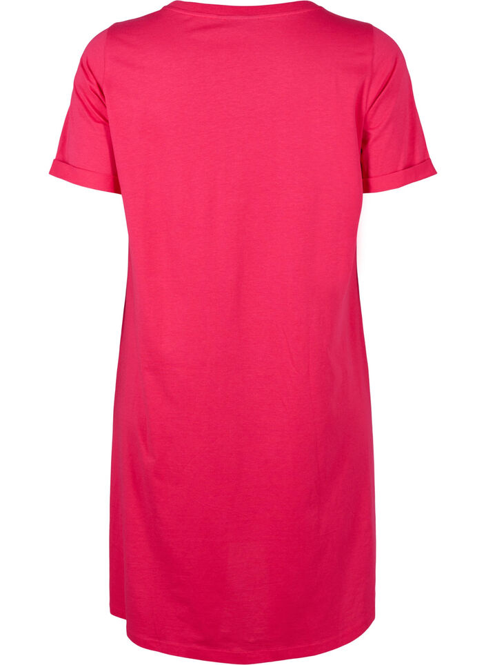 T-shirtklänning i bomull, Bright Rose, Packshot image number 1