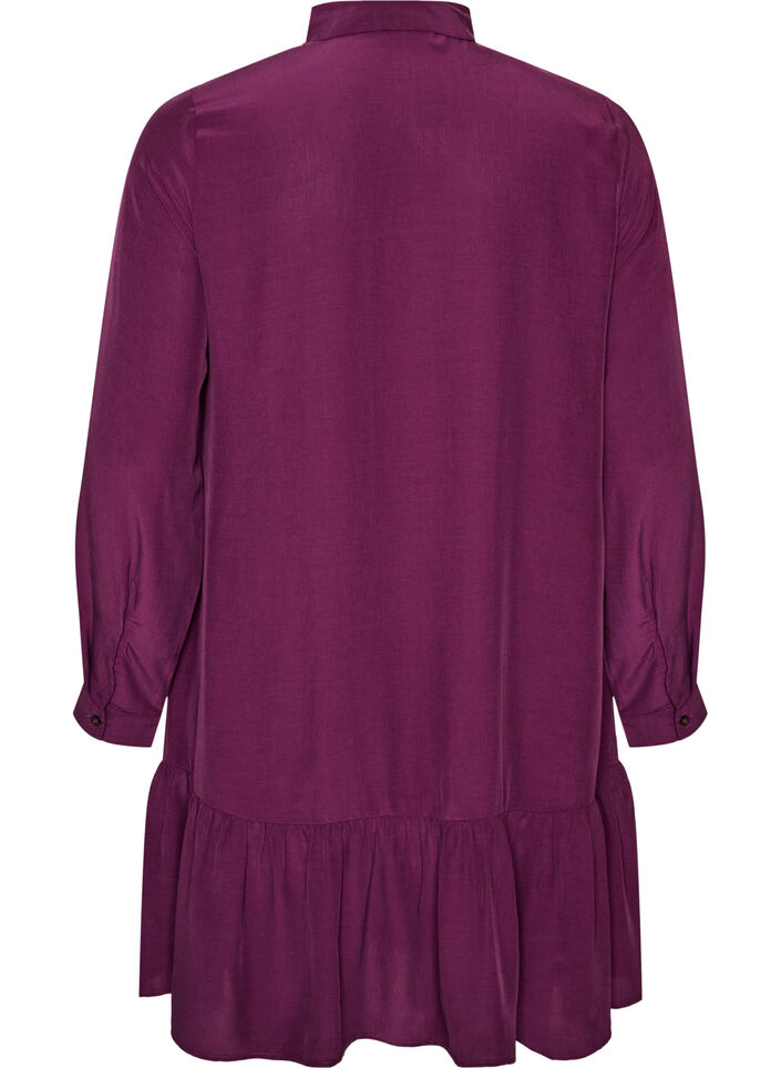 Kort skjortkl&auml;nning med volang, Lila, Packshot image number 1