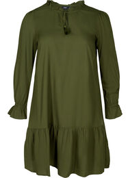 Viskosklänninge med knytdetalj, Rifle Green