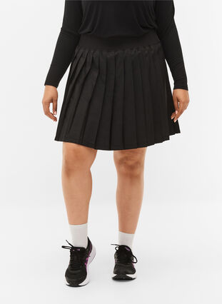 Plisserad kjol för tennis/padel, Black, Model image number 2