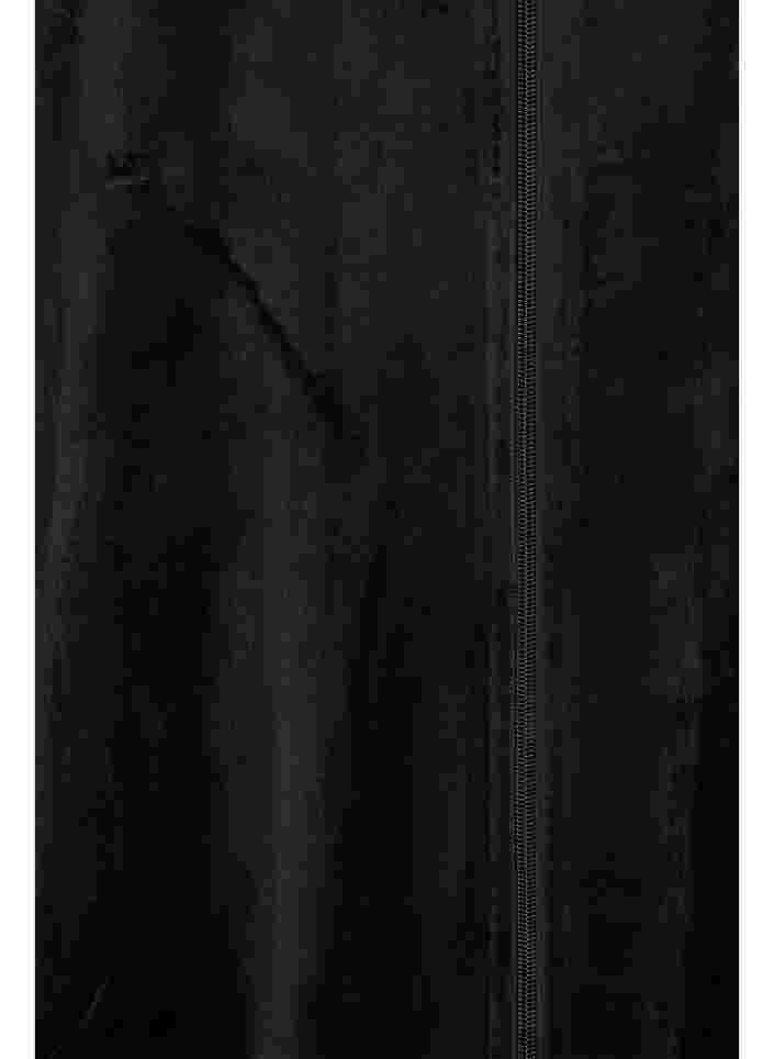 Klänning  i velour med blixtlås och fickor, Black, Packshot image number 3