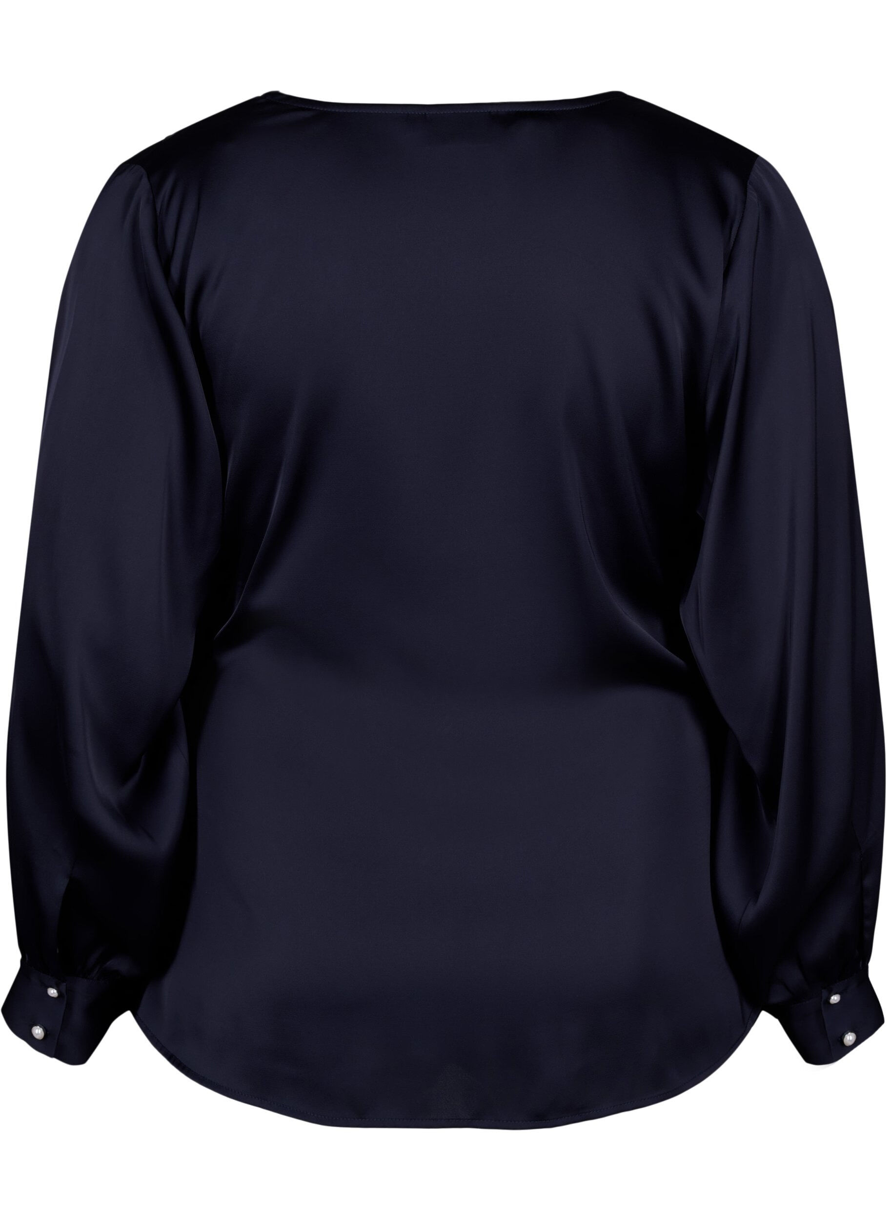 ZizziPartyblus i satin i omlottmodell, Night Sky, Packshot image number 1
