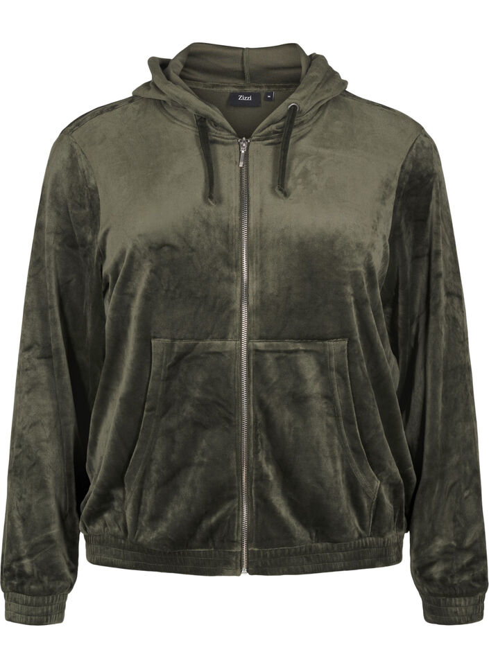 Velourkofta med huva, Rosin, Packshot image number 0