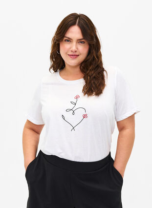 T-shirt från FLASH med tryck, Bright White Heart, Model image number 0
