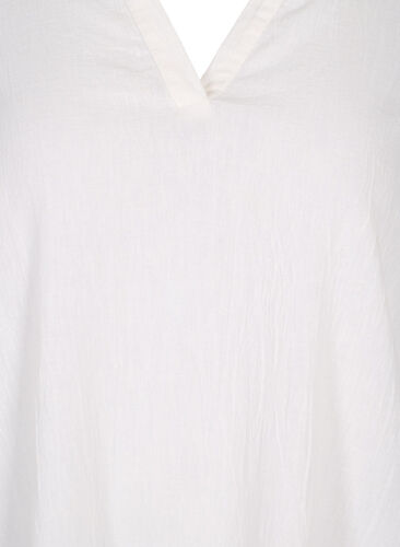Klänning med v-ringning och krage, White, Packshot image number 2