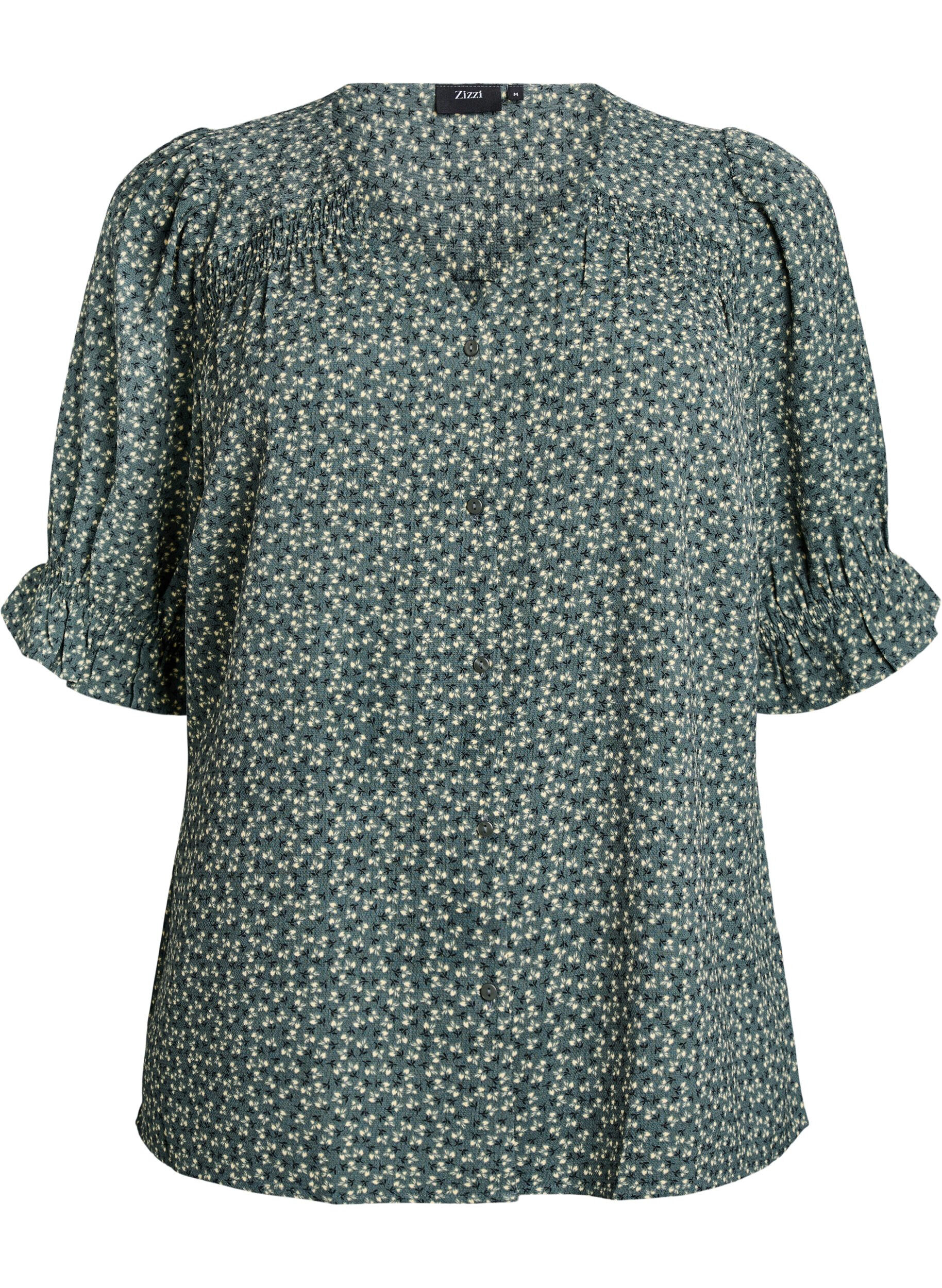 ZizziSkjortblus med halvl&aring;nga &auml;rmar, Gr&ouml;n, Packshot image number 0