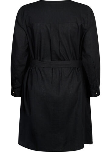 Skjortklänning med långa ärmar, Black, Packshot image number 1