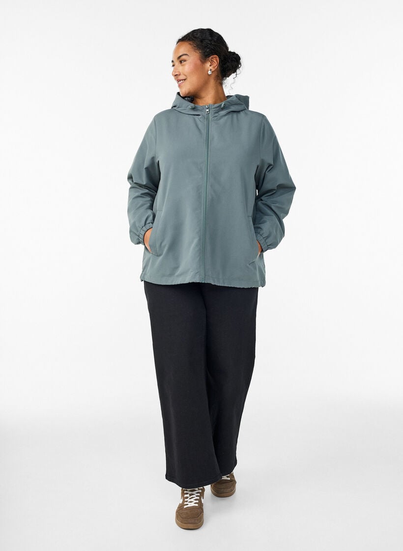 L&auml;tt jacka med huva och dragkedja, Gr&ouml;n, Model image number 1