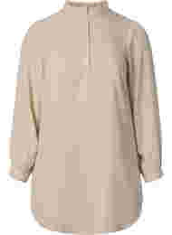 Långärmad tunika med volangkrage, Warm Off-white