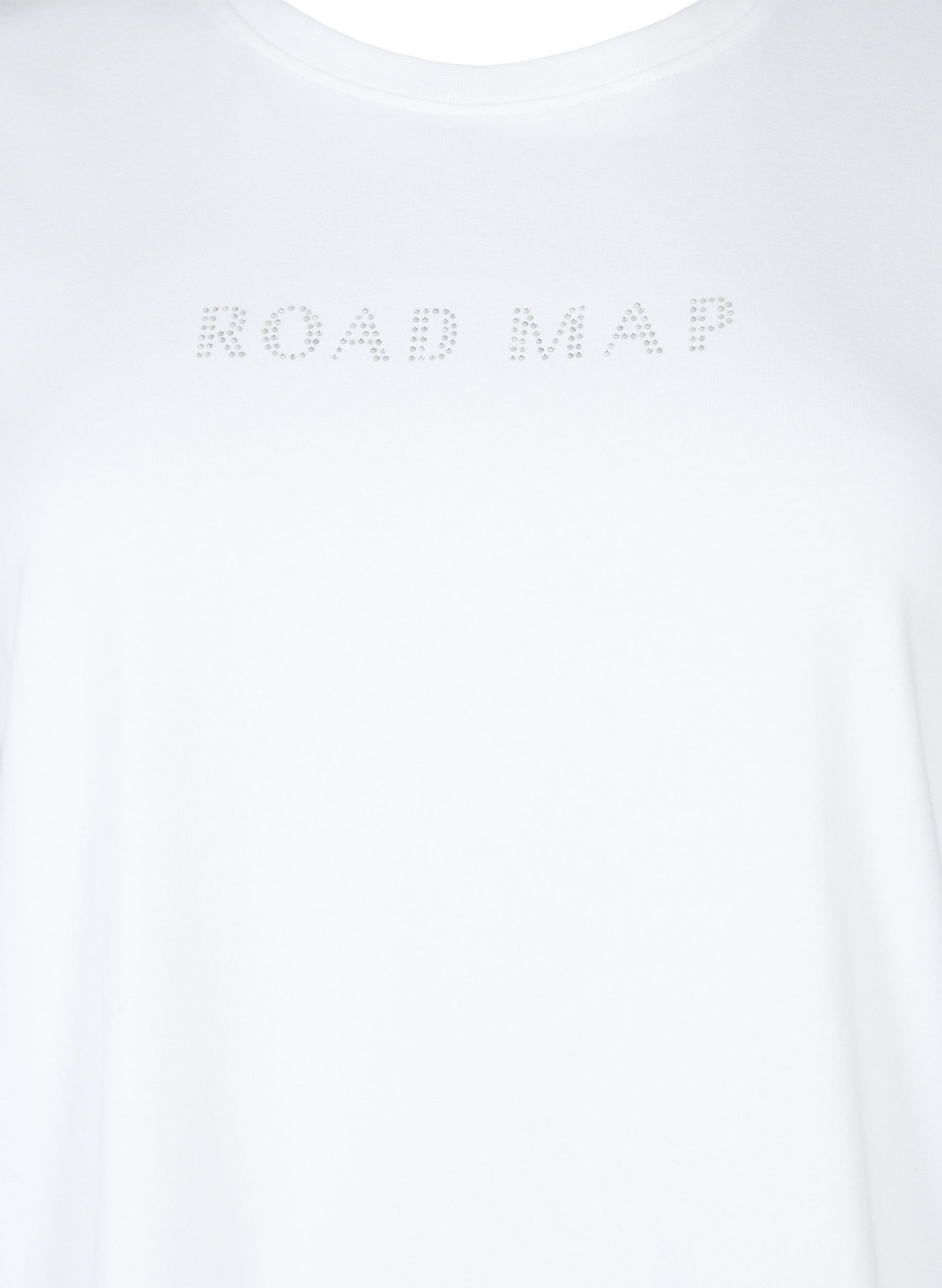 Zizzi T-shirt i ekologisk bomull med similistenar, White, Packshot image number 2