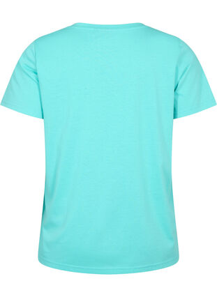 Kortärmad t-shirt med v-hals, Turquoise, Packshot image number 1