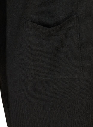 Lång stickad cardigan med fickor, Black, Packshot image number 3