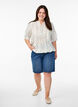 Blus med tryck och halvkorta &auml;rmar, Vit, Model image number 1