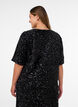Blus med paljetter och armb&aring;gsl&aring;nga &auml;rmar, Svart, Model image number 2