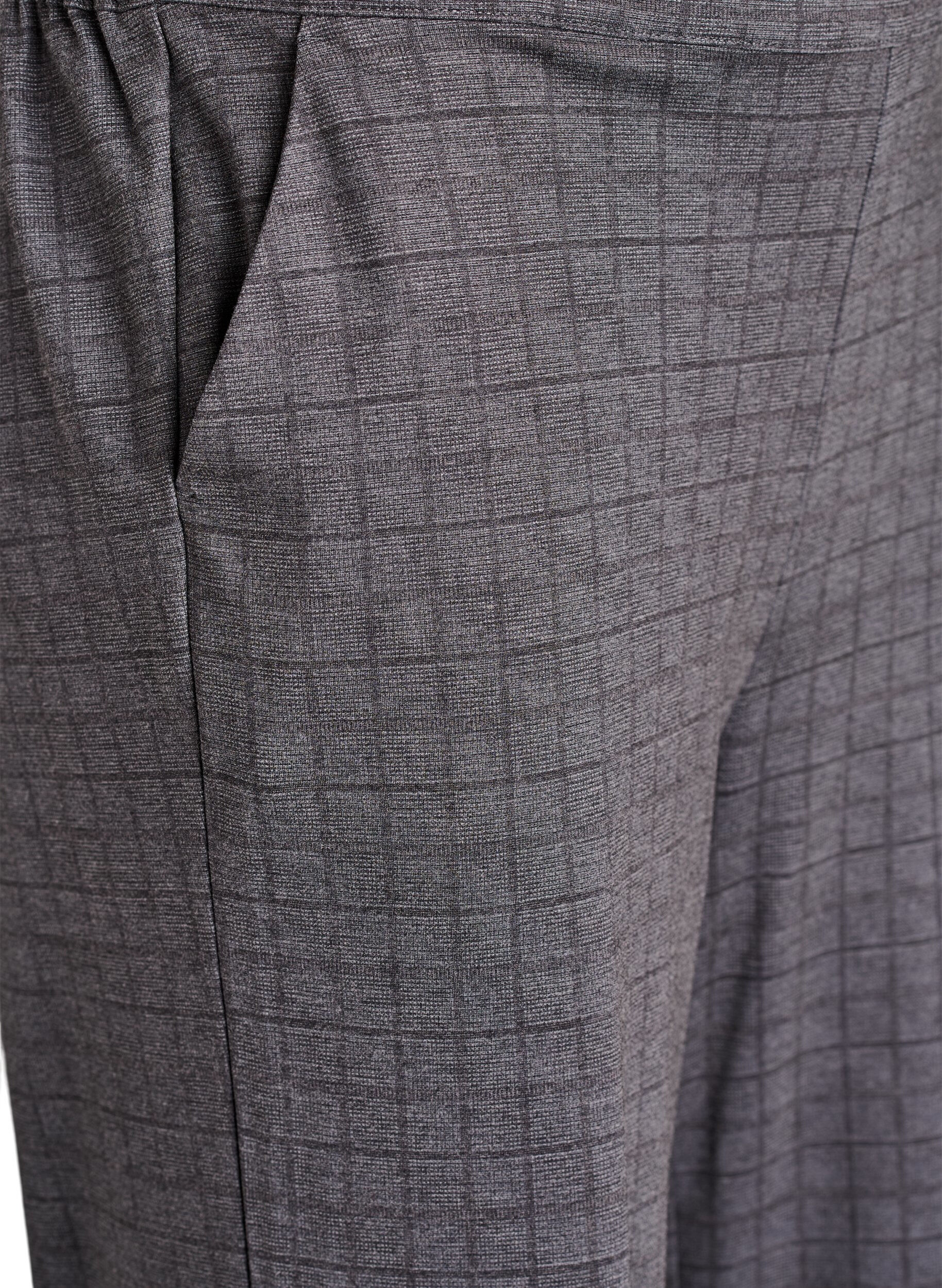 Zizzi Rutiga byxor med vida ben, Gr&aring;, Packshot image number 2